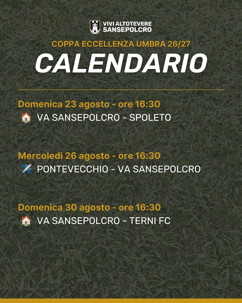 Calcio coppa eccellenza umbra: Sansepolcro, tre gare in otto giorni: si parte con lo Spoleto