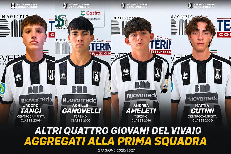 Calcio: Vivi Altotevere Sansepolcro, altri quattro giovani del vivaio raggiungono la prima squadra