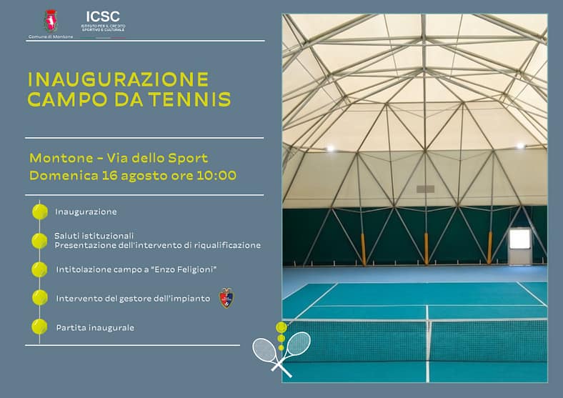 Montone, domenica l’inaugurazione del nuovo campo da tennis dedicato a Enzo Feligioni